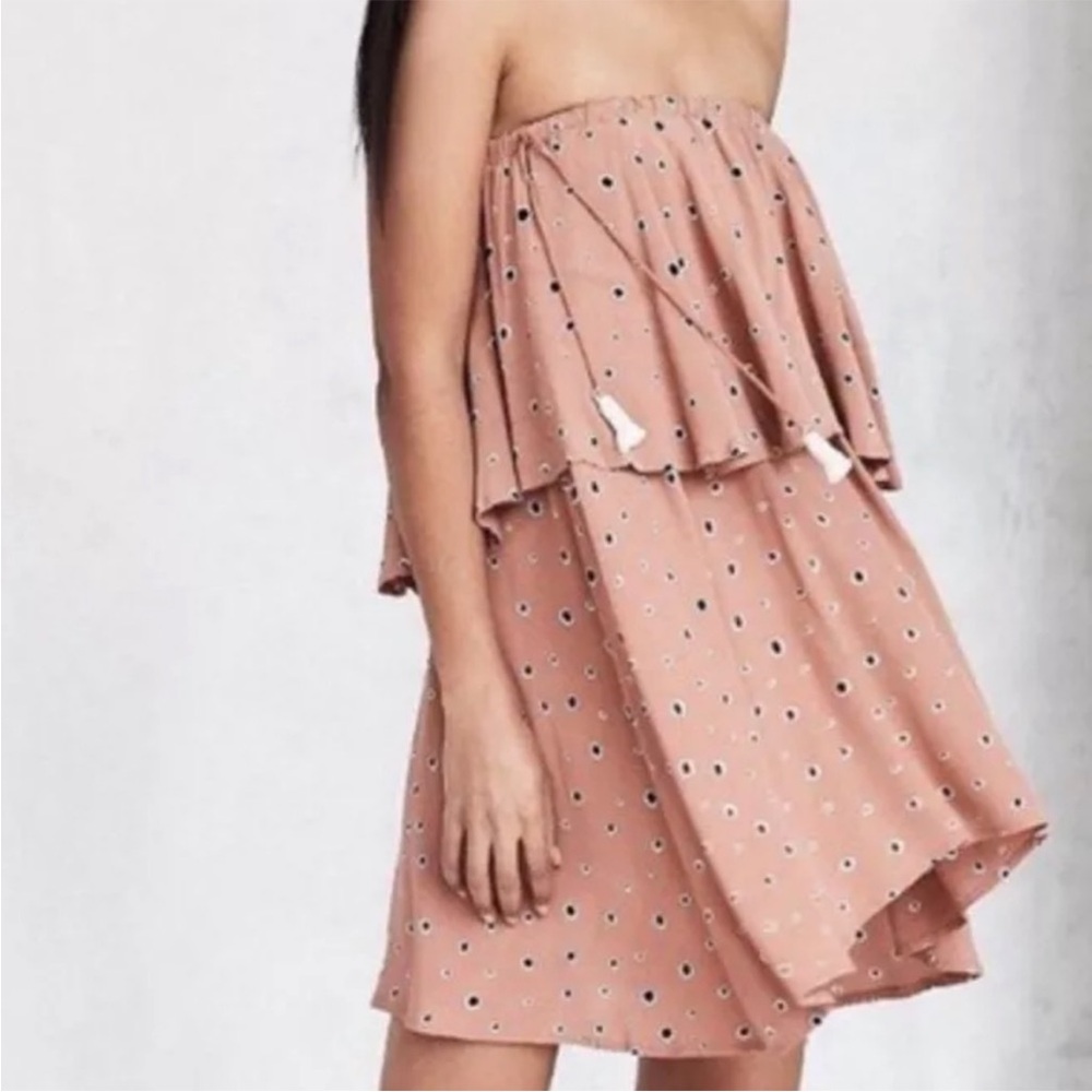 Faithfull the brand strapless polka dot dress